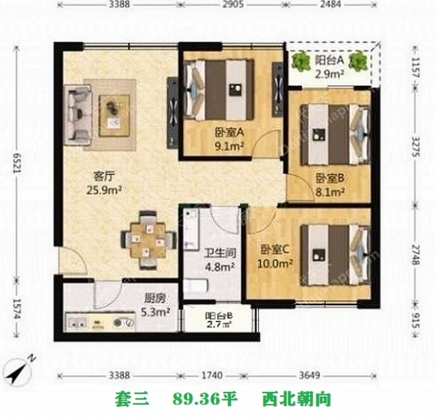 <a href=http://www.daitianxiapr.com/e/search/result/?searchid=352 target=_blank class=infotextkey>交大绿岭</a>西区户型户型图